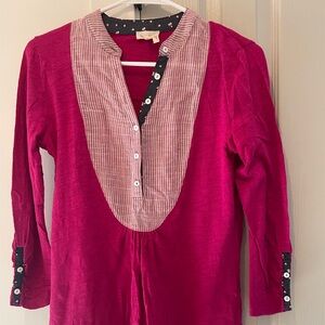 Anthropologie Meadow Rue Tunic Top Shirt 3/4 Button Sleeve size XS